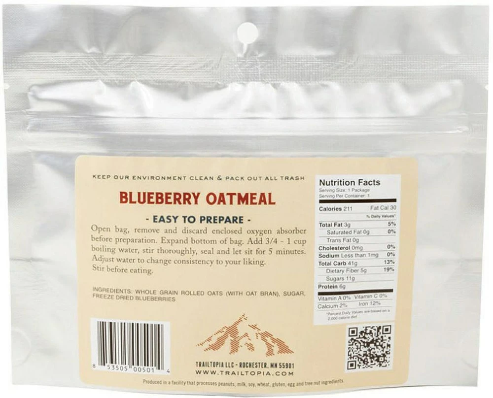 Trailtopia Blueberry Oatmeal - 1 Serving - None 4 Trailtopia Blueberry Oatmeal - 1 Serving - None - Image 2