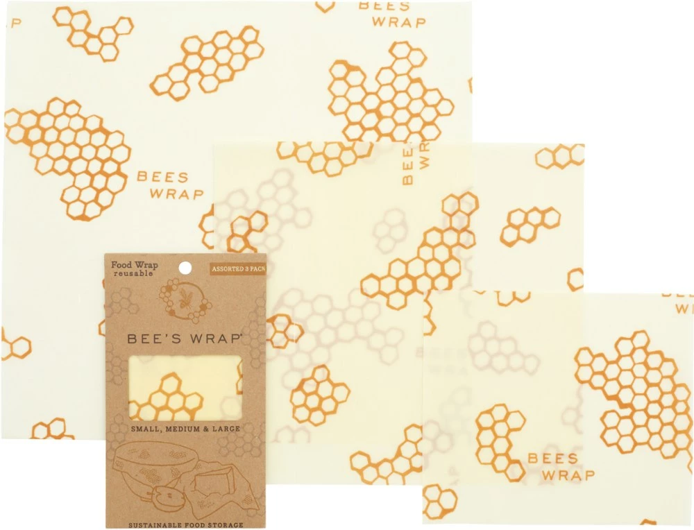 Bee's Wrap Honeycomb Print Wraps - Set of 3 - None 3 Bee's Wrap Honeycomb Print Wraps - Set of 3 - None
