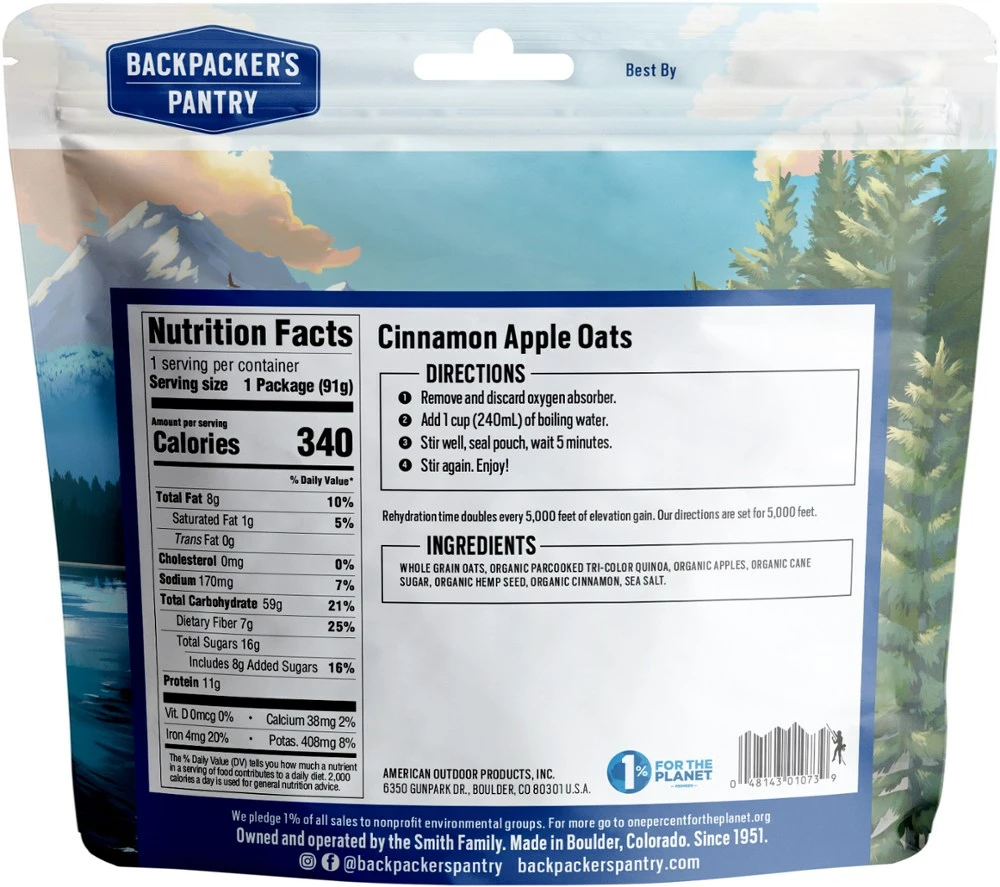 Backpacker's Pantry Organic Hot Cinnamon Apple, Oats & Quinoa Cereal 4 Backpacker's Pantry Organic Hot Cinnamon Apple, Oats & Quinoa Cereal - Image 2