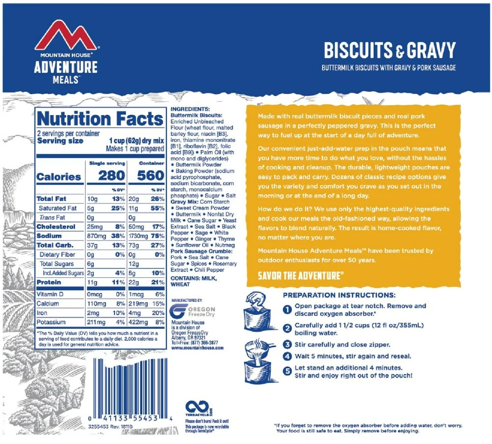 Mountain House Biscuits & Gravy - 2 Servings 4 Mountain House Biscuits & Gravy - 2 Servings - Image 2