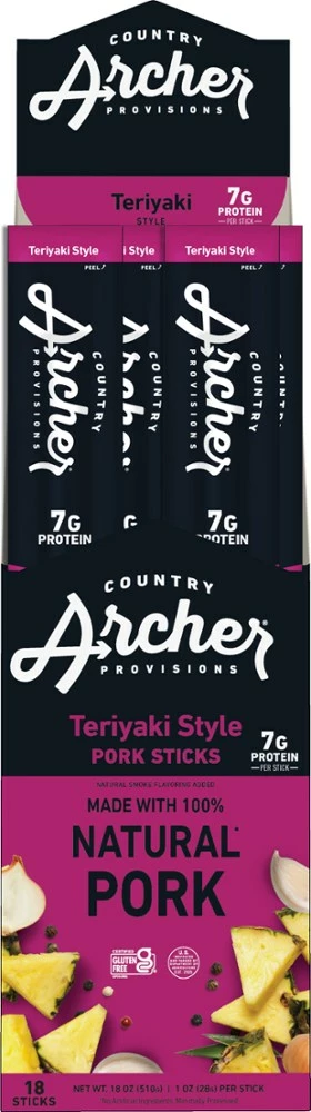 Country Archer Jerky Co. Teriyaki Pork Stick - 1 oz. 5 Country Archer Jerky Co. Teriyaki Pork Stick - 1 oz. - Image 3