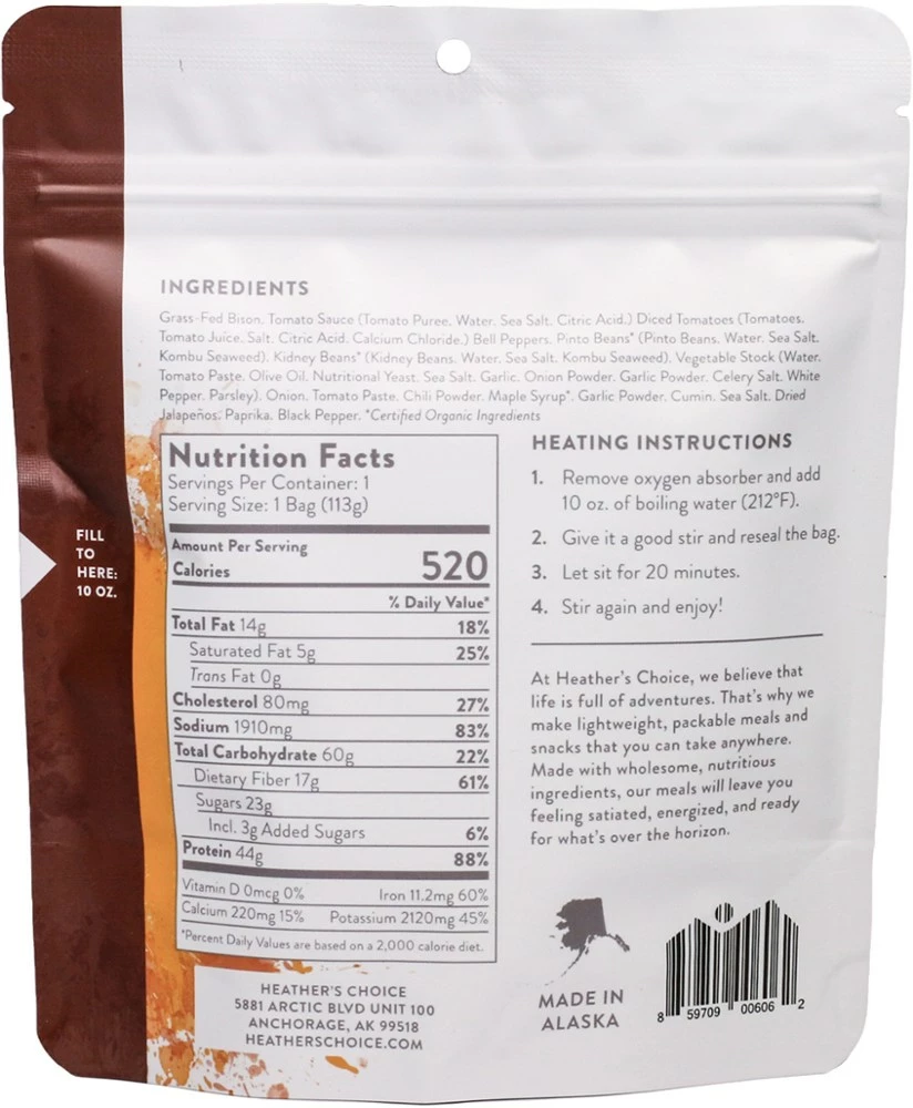 Heather's Choice Grass-Fed Bison Chili - 1 Serving - None 4 Heather's Choice Grass-Fed Bison Chili - 1 Serving - None - Image 2