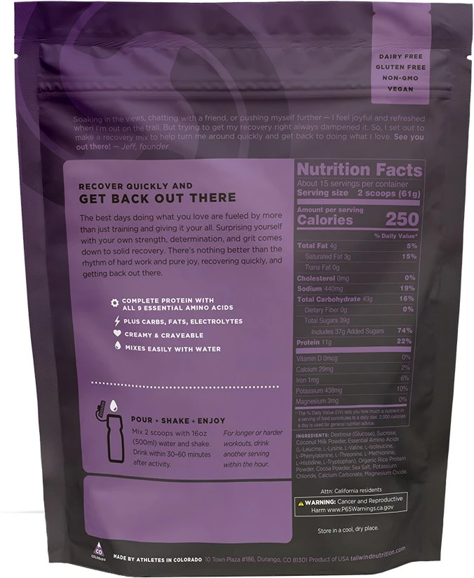 Tailwind Nutrition Rebuild Recovery Drink Mix - 15 Servings - Chocolate 4 Tailwind Nutrition Rebuild Recovery Drink Mix - 15 Servings - Chocolate - Image 2