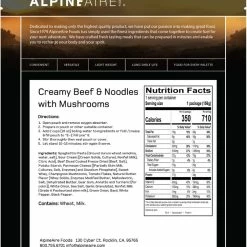 AlpineAire Foods Creamy Beef & Noodles - 1 Serving - None 7 AlpineAire Foods Creamy Beef & Noodles - 1 Serving - None -Camp Kitchen Sales Store 53451d7b c0f0 45fd 90f2 113677b8e011