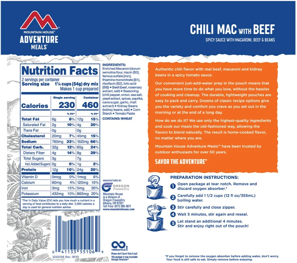 Mountain House Chili Mac with Beef - 2 Servings 4 Mountain House Chili Mac with Beef - 2 Servings - Image 2
