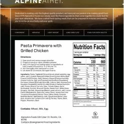 AlpineAire Foods Pasta Primavera with Grilled Chicken - 1 Serving - None -Camp Kitchen Sales Store 7a88dc24 4076 4a8e 97ea c3d425b96fa6