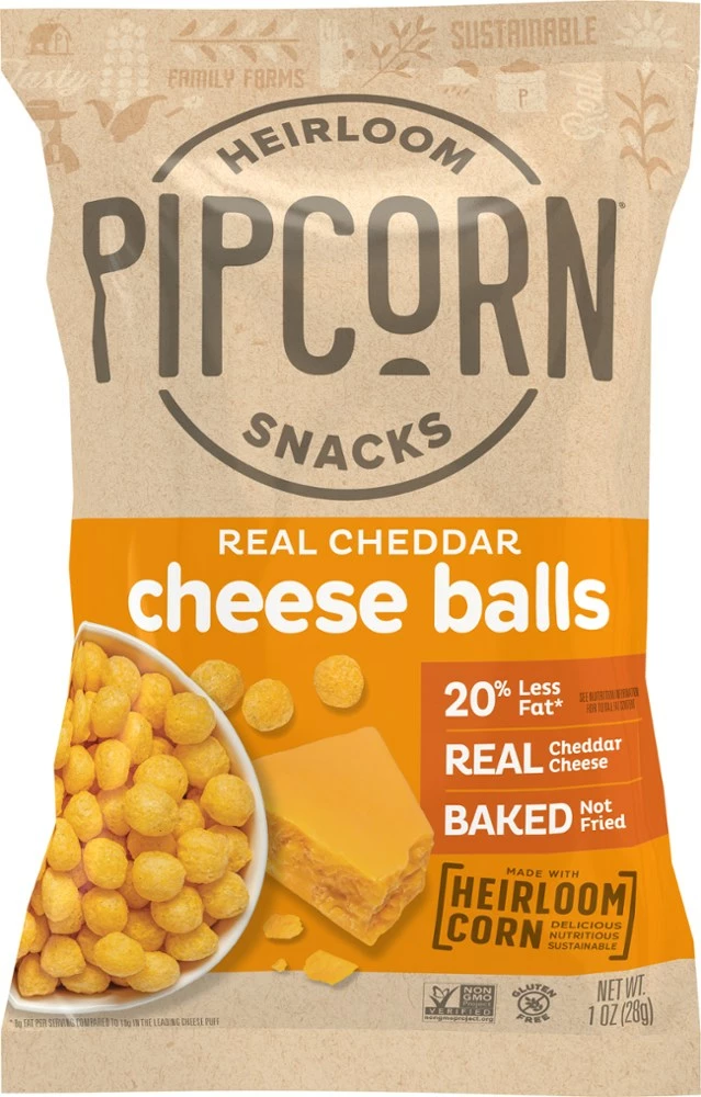 Pipcorn Cheese Balls - Cheddar 3 Pipcorn Cheese Balls - Cheddar