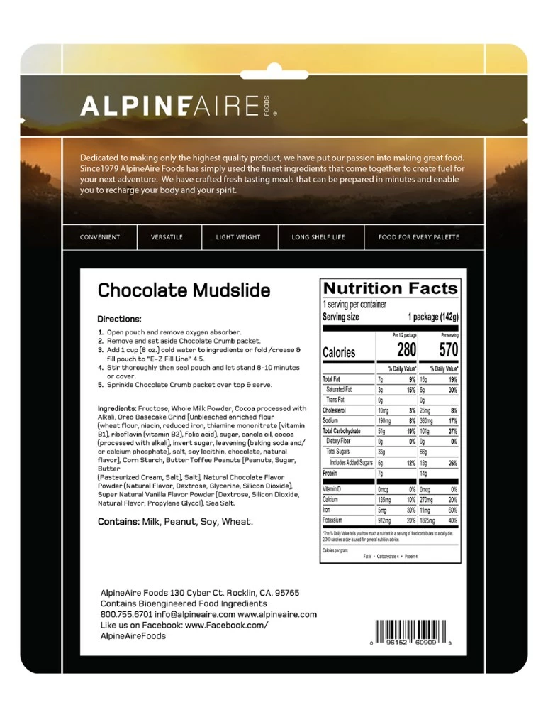 AlpineAire Foods Chocolate Mudslide - 1 Serving - None 5 AlpineAire Foods Chocolate Mudslide - 1 Serving - None - Image 3