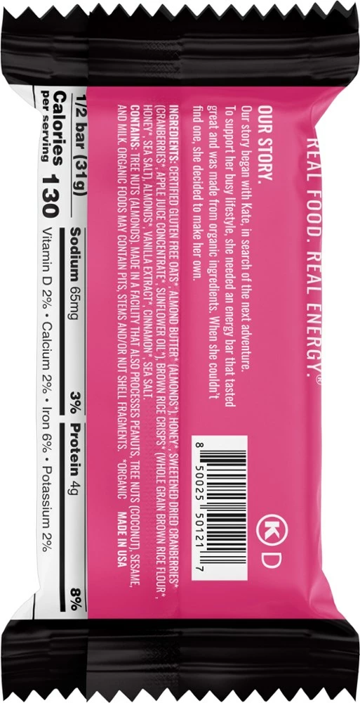 Kate's Real Food Oatmeal Cranberry & Almond Bar - Oatmeal Cranberry Almond 4 Kate's Real Food Oatmeal Cranberry & Almond Bar - Oatmeal Cranberry Almond - Image 2