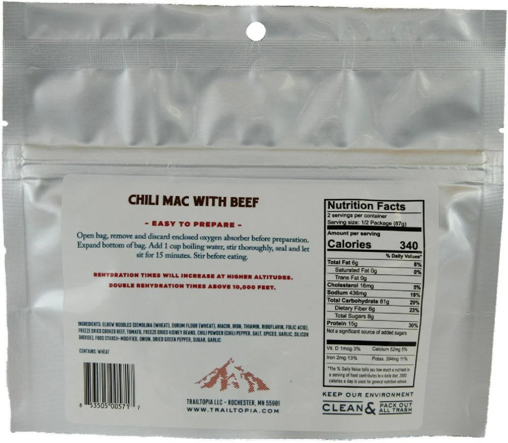 Trailtopia Chili Mac with Beef - 1 Serving - None 4 Trailtopia Chili Mac with Beef - 1 Serving - None - Image 2