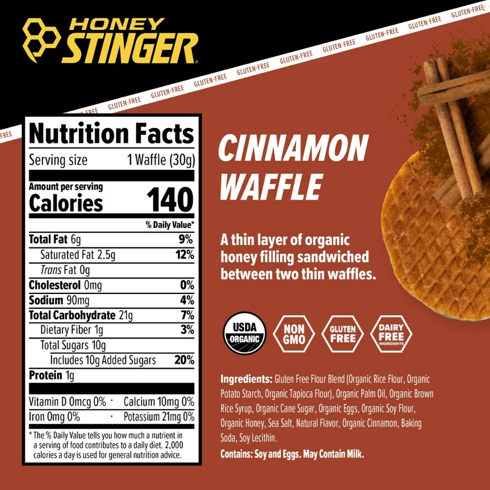 Honey Stinger Gluten-Free Waffle - Cinnamon 5 Honey Stinger Gluten-Free Waffle - Cinnamon - Image 3