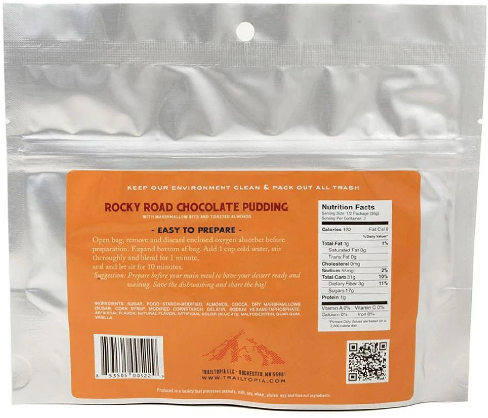 Trailtopia Rocky Road Chocolate Pudding - 2 Servings - None 4 Trailtopia Rocky Road Chocolate Pudding - 2 Servings - None - Image 2