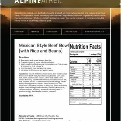 AlpineAire Foods Mexican-Style Beef Bowl - 1 Serving - None 7 AlpineAire Foods Mexican-Style Beef Bowl - 1 Serving - None -Camp Kitchen Sales Store b2241590 5078 46a7 a4e7 2a8d6710c1d9