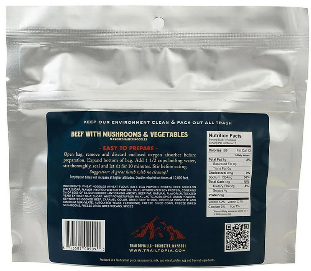 Trailtopia Ramen Noodles with Beef Flavor and Mushrooms and Vegetables - 1 Serving - None 4 Trailtopia Ramen Noodles with Beef Flavor and Mushrooms and Vegetables - 1 Serving - None - Image 2