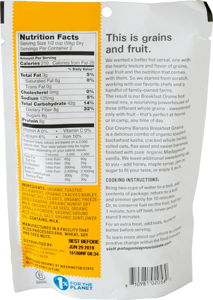 Patagonia Provisions Organic Breakfast Grains - 2 Servings 4 Patagonia Provisions Organic Breakfast Grains - 2 Servings - Image 2