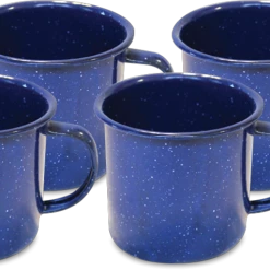 Mountain Summit Gear Classic Blue Enamel Mug - 12 fl. oz. - Set of 4