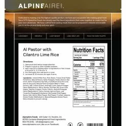AlpineAire Foods Al Pastor with Cilantro Lime Rice - 1 Serving - None 7 AlpineAire Foods Al Pastor with Cilantro Lime Rice - 1 Serving - None -Camp Kitchen Sales Store e34f233f 106c 4b63 aa55 430812625ad7