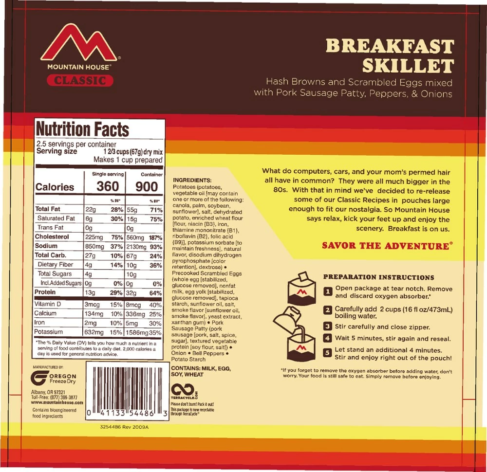Mountain House Classic Breakfast Skillet - 2.5 Servings 4 Mountain House Classic Breakfast Skillet - 2.5 Servings - Image 2